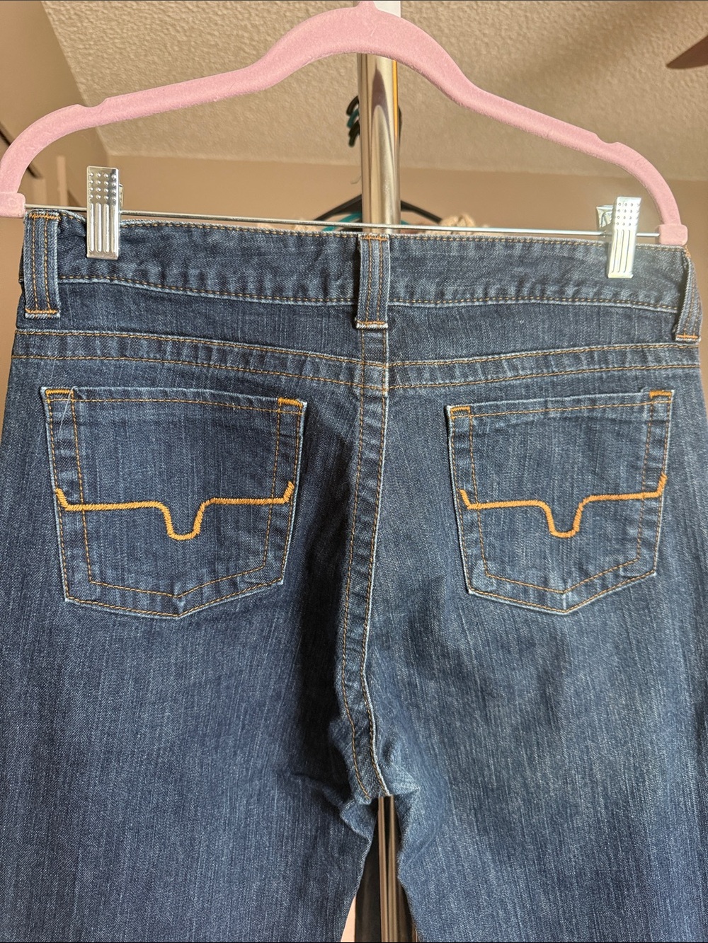 Kimes Ranch Dark Blue Straight Leg Jeans with Contrast Pocket Stitching